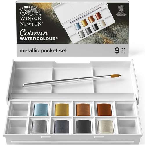 WINSOR NEWTON Cotman Aquarelverf 8 Set Metallic Pocket Box