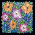 ideengutta® | Nicki sjaal - voorbedrukte Pongé-zijde, Bouquet, 55 cm x 55 cm, 1 stuk, 1. Zwarte voorgedrukte Gutta-lijnen