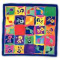 ideengutta® | Nicki sjaal - voorbedrukte Pongé-zijde, Hands & Feet, 55 cm x 55 cm, 1 stuk, 2. Goudkleurige voorgedrukte Gutta-lijnen