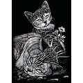 Royal & Langnickel® | Engraving Art™ Scratch Pictures — mini-sets, Tabby cat $ kitten, 12,7 cm x 17,8 cm, set