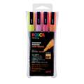 UNI POSCA Glitter Marker PC-3ML sets, 4-delig, Glitter roze, rood, geel, oranje