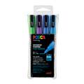 UNI POSCA Glitter Marker PC-3ML sets, 4-delig, Glitter violet, lichtblauw, donkerblauw, donkergroen