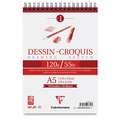 Clairefontaine Dessin Blanc schetsblok, DIN A5, 14,8 cm x 21 cm, 120 g/m², fijn, blok, spiraalgebonden 50 vellen