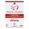 Clairefontaine Dessin Blanc schetsblok, DIN A4, 21 cm x 29,7 cm, 120 g/m², fijn, blok, spiraalgebonden 50 vellen