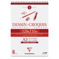 Clairefontaine Dessin Blanc schetsblok, DIN A3, 29,7 cm x 42 cm, 120 g/m², fijn, blok, spiraalgebonden 50 vellen