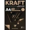 CLAIREFONTAINE KRAFT papierblok, bruin/zwart, DIN A4, 21 cm x 29,7 cm, 90 g/m², geribd, blok (eenzijdig gelijmd)