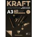 CLAIREFONTAINE KRAFT papierblok, bruin/zwart, DIN A3, 29,7 cm x 42 cm, 90 g/m², geribd, blok (eenzijdig gelijmd)