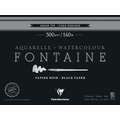 Clairefontaine | FONTAINE® aquarelblok — zwart, 23 cm x 30,5 cm, 300 g/m², fijn, 1. Blok met 12 vel — éénzijdig gelijmd