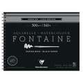 Clairefontaine | FONTAINE® aquarelblok — zwart, 24 cm x 30 cm, 300 g/m², fijn, 4. Spiraalblok met 12 vel