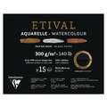 Clairefontaine | ETIVAL aquarelblok — zwart, 20,3 cm x 25,4 cm, blok (eenzijdig gelijmd), fijn|grof, 20,3x25,4cm - 15 vellen