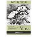 FABRIANO® | TONED PAPER Moss tekenpapier — blok, DIN A3, 29,7 cm x 42 cm, glad, 120 g/m², blok (eenzijdig gelijmd)