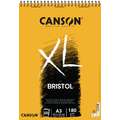 CANSON® XL® Bristol Bristolpapier, DIN A3, 29,7 cm x 42 cm, 180 g/m², glad, blok, spiraalgebonden