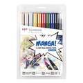 TOMBOW® ABT Dual Brush Pen - Manga sets, Manga Shonen, 0,8 mm, penseelpunt|conische punt