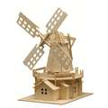Pebaro | Bouwpakketten — onbehandeld hout, Windmill, 25 cm x 38 cm — 78 onderdelen, 1 stuk