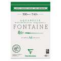 Clairefontaine | FONTAINE® aquarelpapier — grain torchon 300 g/m², A4, 21 cm x 29,7 cm, (A4) 21 cm x 29,7 cm, 300 g/m², blok (eenzijdig gelijmd)
