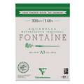 Clairefontaine | FONTAINE® aquarelpapier — grain torchon 300 g/m², DIN A3, 29,7 cm x 42 cm, (A3) 29,7 cm x 42 cm, 300 g/m², blok (eenzijdig gelijmd)