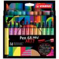 STABILO® | ARTY Pen 68 MAX viltstift — sets, 24 kleuren, 1-5 mm, wig-vormige punt