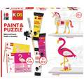 Marabu | KiDS PAINT & PUZZLE — sets geschikt voor kinderen vanaf 4 jaar, Flamingo & eenhoorn, set