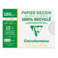 Clairefontaine | Dessin à grain tekenpapier ○ 100% gerecycled — pakken, 24 cm x 32 cm, pak van 12 stuks, 180 g/m²
