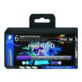 STAEDTLER® | Pigment brush pen 371 — 6-sets, Blues & Violets set, set, penseelpunt