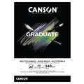 CANSON® | GRADUATE MIXED MEDIA papierblok — zwart papier, DIN A3, 29,7 cm x 42 cm, mat, 240 g/m², blok (eenzijdig gelijmd)