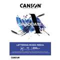 CANSON® | GRADUATE LETTERING MIXED MEDIA papierblok, DIN A3, 29,7 cm x 42 cm, gestructureerd, 200 g/m², blok (eenzijdig gelijmd)