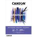 CANSON® | GRADUATE MIXED MEDIA schetsblok — wit papier, DIN A5, 14,8 cm x 21 cm, fijn, 200 g/m²