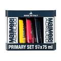 MAIMERI | ACRILICO acrylverf — 5-sets PRIMARY, 5 kleuren — tubes 75 ml, set