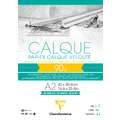 Clairefontaine | CALQUE calqueerpapier, DIN A2, 42 cm x 59,4 cm, 90/95 g/m², blok (eenzijdig gelijmd), 04. Gramsgewicht: 90/95 g/m²