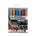 Royal & Langnickel® | ACRYLIC MARKER ○ reversible tip — 6-set PRIMARY, 6 kleuren — METALLIC, 2 mm, ronde punt|wig-vormige punt