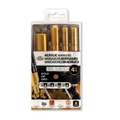 Royal & Langnickel® | ACRYLIC MARKER ○ assorted tips — 4-sets, inktkleur — GOLD, 0,7 mm|1,2 mm|2 mm|12 mm, set