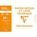 Clairefontaine | DESSIN & LAVIS tekenpapier — blokken, DIN A3, 29,7 cm x 42 cm, 200 g/m², pak van 10 stuks, 3. Gramsgewicht: 200 g/m² — pochette met 10 losse vellen