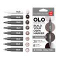 OLO™ | Alcohol Half-Marker ○ chisel nib — 8 + 5-sets, Red gray, set
