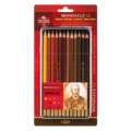 KOH-I-NOOR | MONDELUZ 3720 aquarelpotlood — blikken, 12 kleuren — Brown tones, set, 1. Blik met 12 potloden