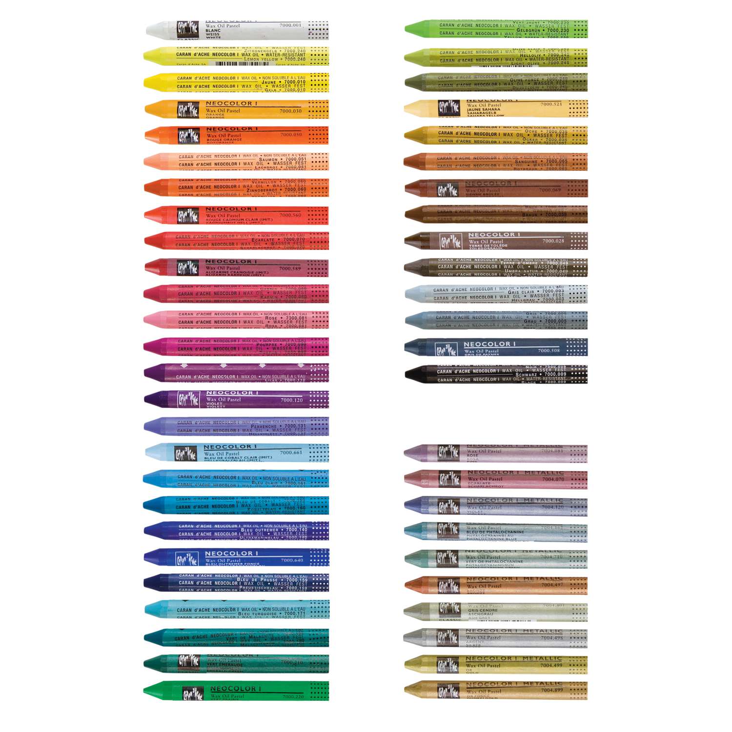 Neocolor I Water-Resistant Wax Pastels 10 Metallic Colors 
