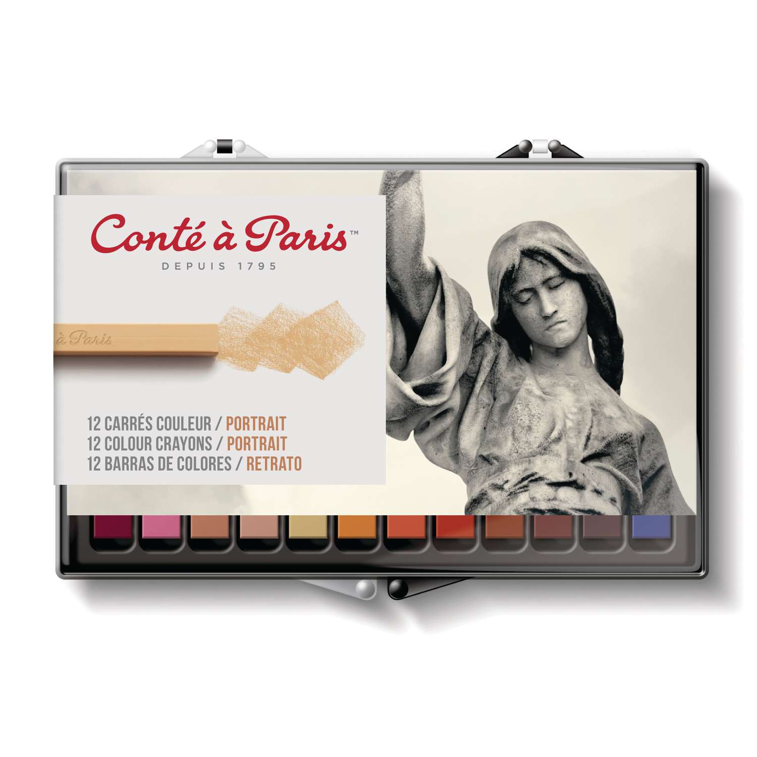 Conté à Paris Tiza Pastel Carré – Gris Oscuro, 1 Unidad, Forma Cuadrada De 65 Mm, Ideal Para Artistas Y Dibujantes, Color Intenso Y Suave
