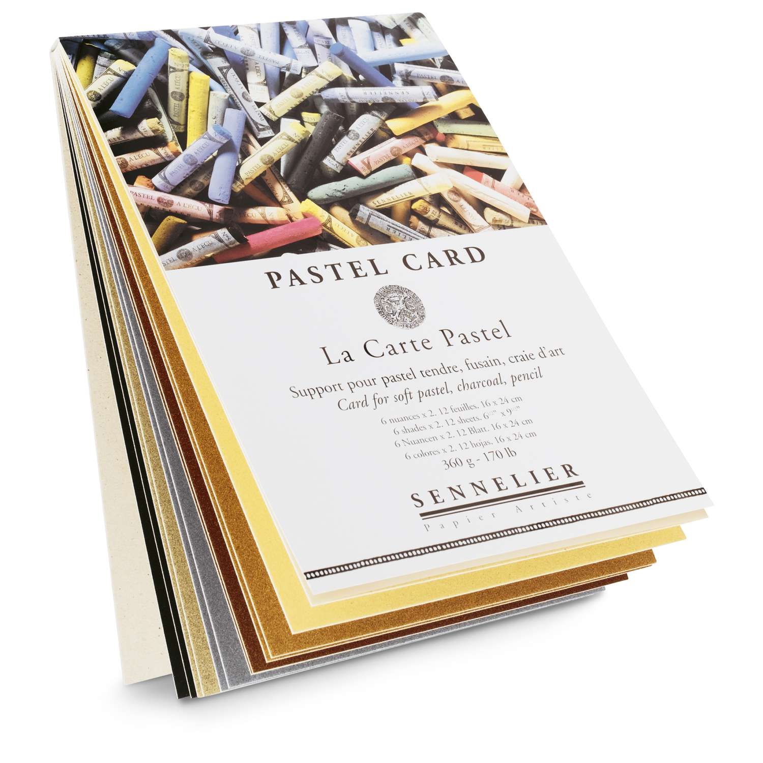 Sennelier Bloc Papier Pastel Grain Fin - 40x30 Cm - 12 Feuilles 360g - 6 Couleurs Assorties - Pour Pastels Secs