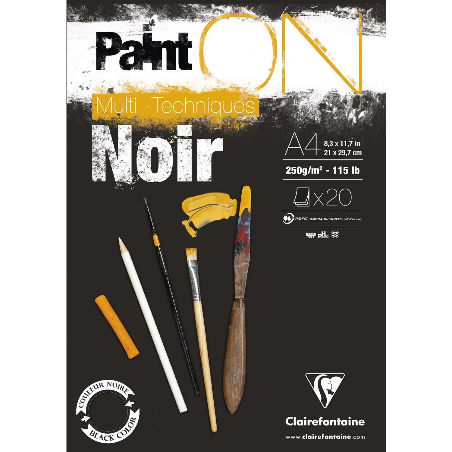 de studie discretie controller Clairefontaine | Paint ON Noir — zwart multi-papier