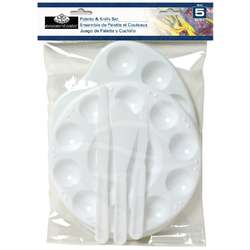 Royal & Langnickel® | essentials™ Mengpaletten & paletmessen ○ kunststof — 5-set