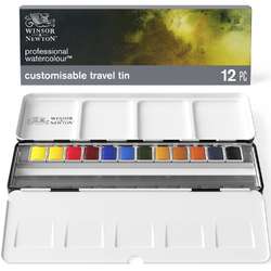 WINSOR & NEWTON™ | PROFESSIONAL™ aquarelverf  — 12-reisblik BLACK BOX • 12 tot 24 halve napjes