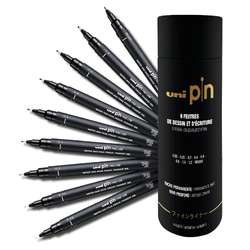 uni-pin | Drawing & Writing Felt Tip pen tube — 9 deep black pens