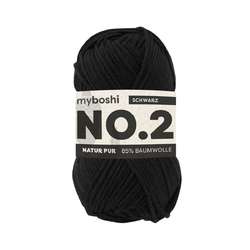 myboshi | NO. 2 garen — 85% katoen + 15% kapok, kluwen 50 g ~ 100 m, Zwart