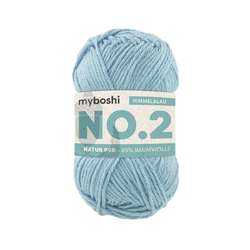 myboshi | NO. 2 garen — 85% katoen + 15% kapok, kluwen 50 g ~ 100 m, Hemelblauw
