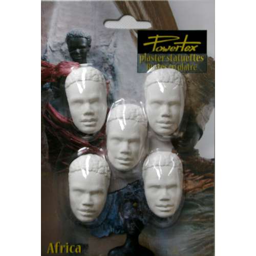 Powertex® 5 halve hoofdjes African Prince, set gipsen beeldjes 