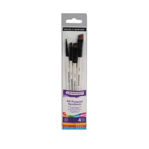 DALER-ROWNEY | GRADUATE penselen ○ plat & afgeschuind ○ 4-set — synthetisch haar 