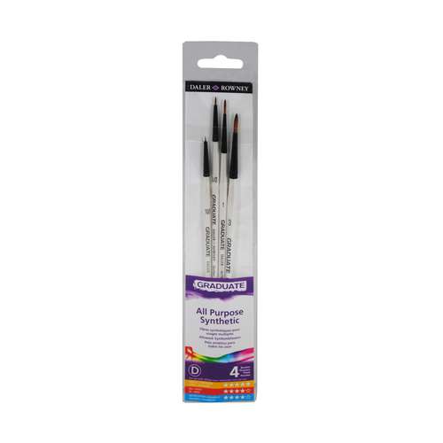 DALER-ROWNEY | GRADUATE detailpenselen ○ spotter & rond ○ 4-set — synthetisch haar 