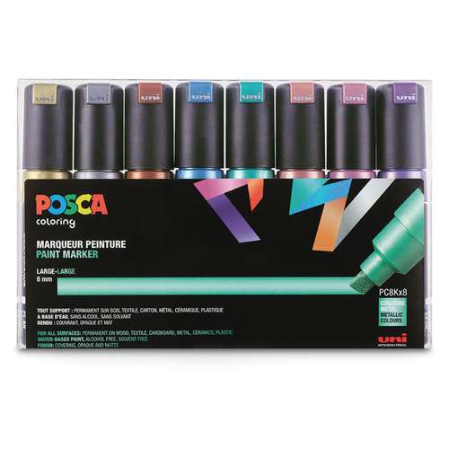 UNI POSCA Marker-Set PC8K, 8 stuks Metallic 