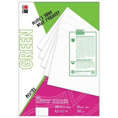 MARABU | GREEN Papierblok — RECYCLED WHITE 