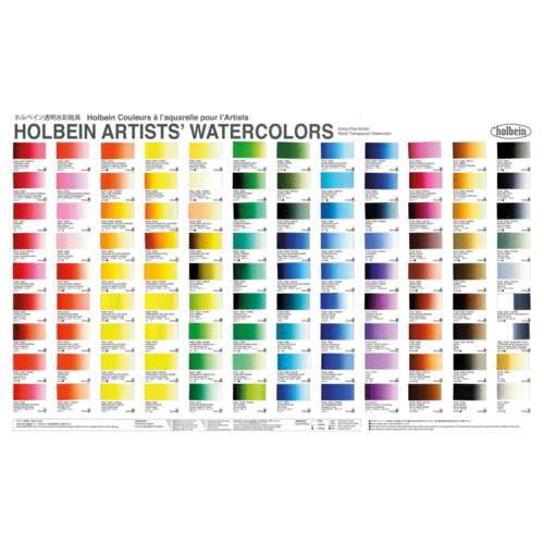 HOLBEIN | HWC ARTISTS' WATERCOLOR™ aquarelverf — kleurkaart 