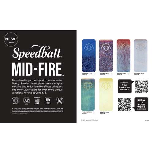 Speedball® | MID-FIRE™ GLAZE CHART #2 — 6 TEST TILES NEW COLORS 